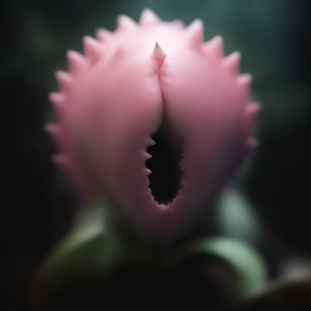 a pink alien plant with teeth