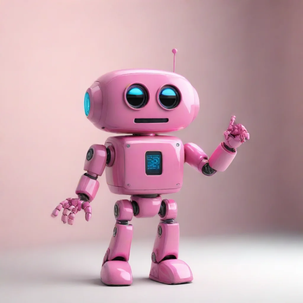 aia pink robot saying hi