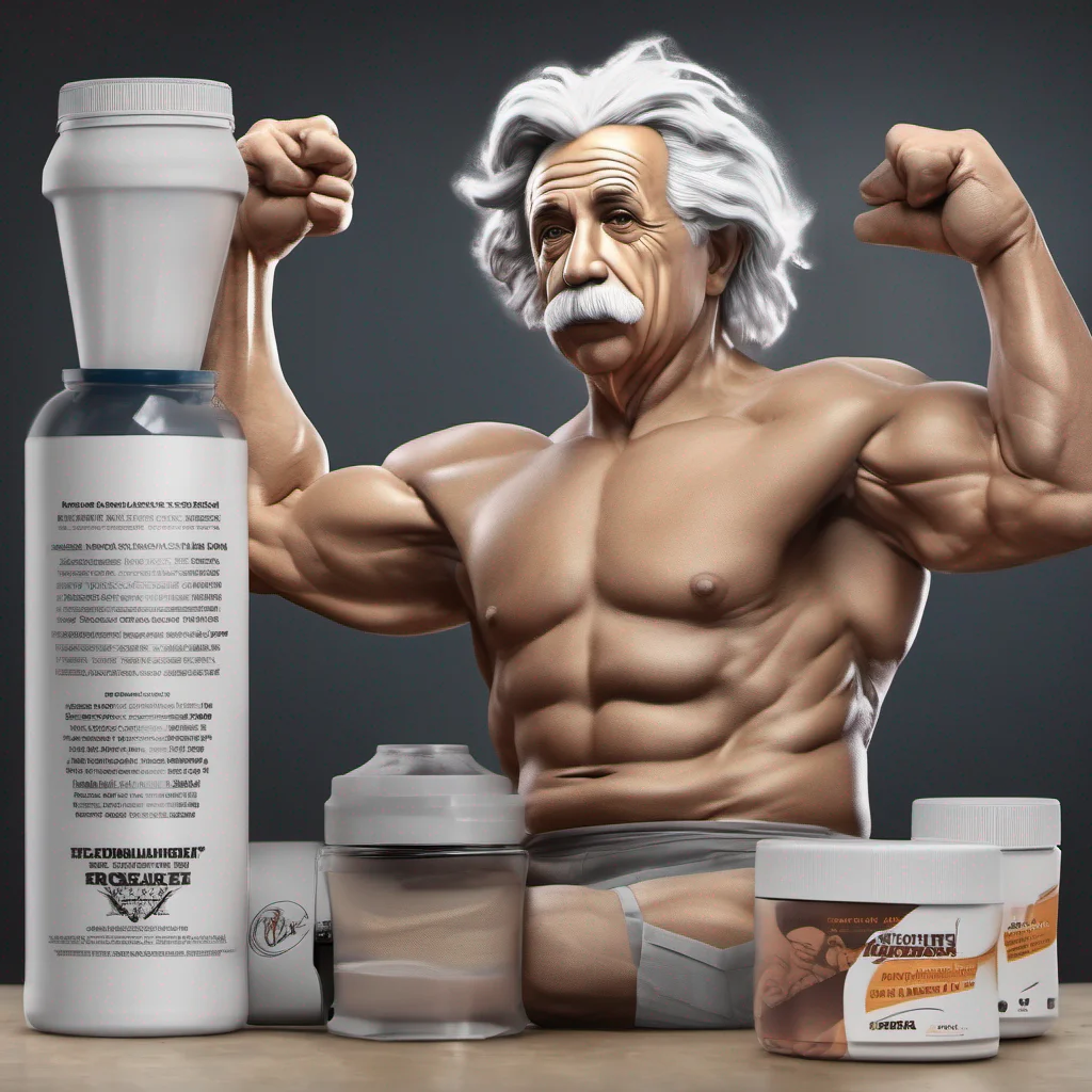 aia protein supplement that has a muscular albert einstein as its cover and that has as its motto chuzate de conocimiento good looking trending fantastic 1