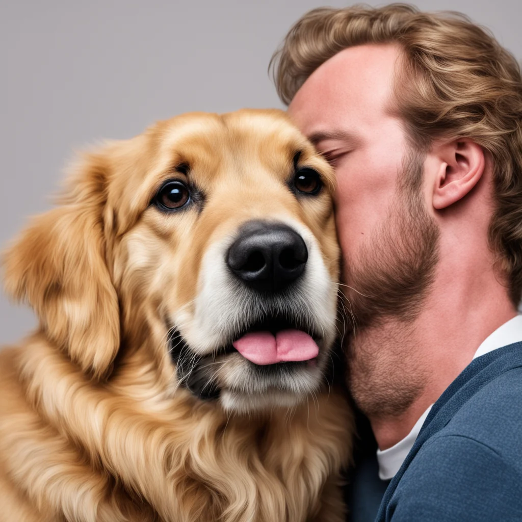 aia realistic picture of a golden retriever engulfing a man%E2%80%99s head
