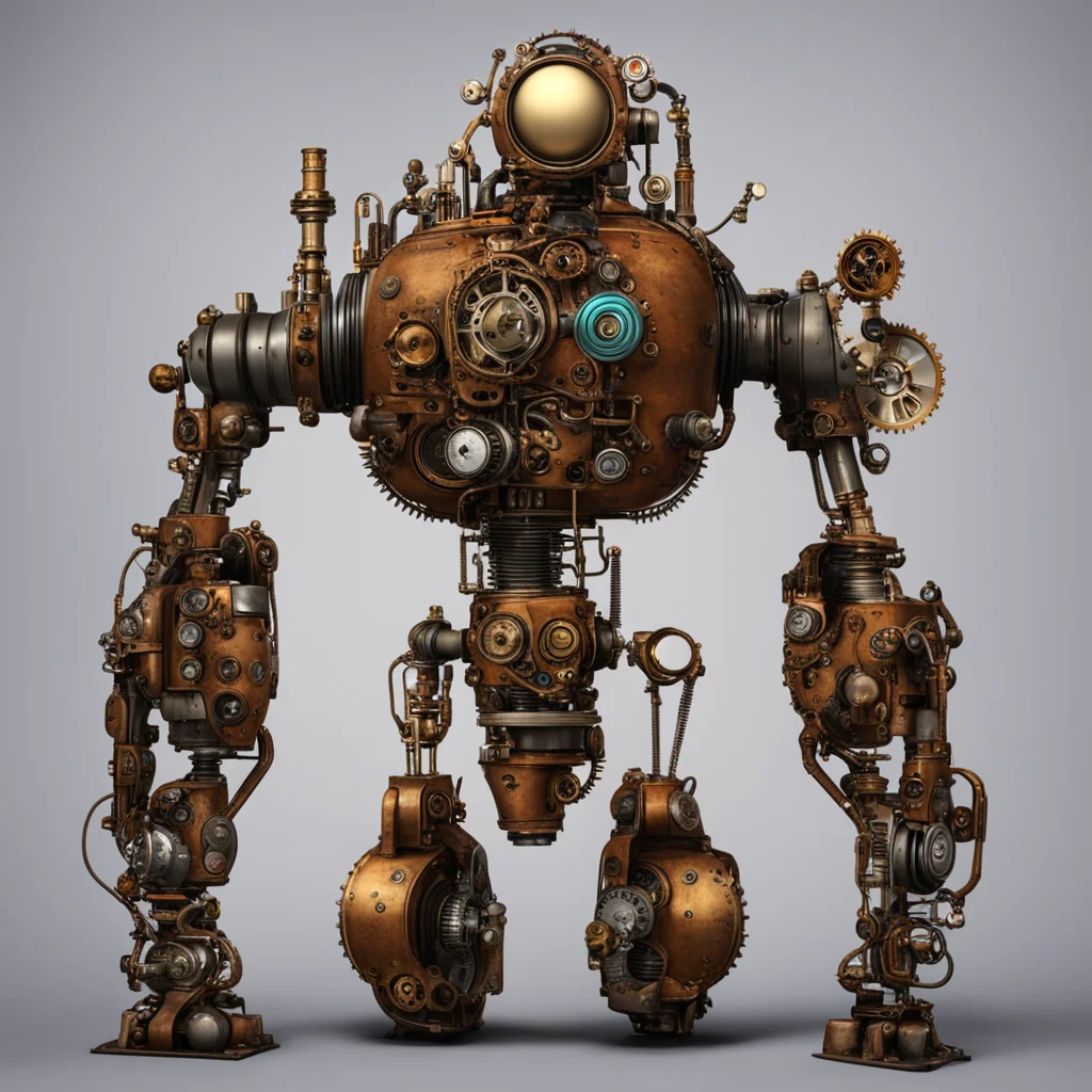 aia robot with steampunk engineering 