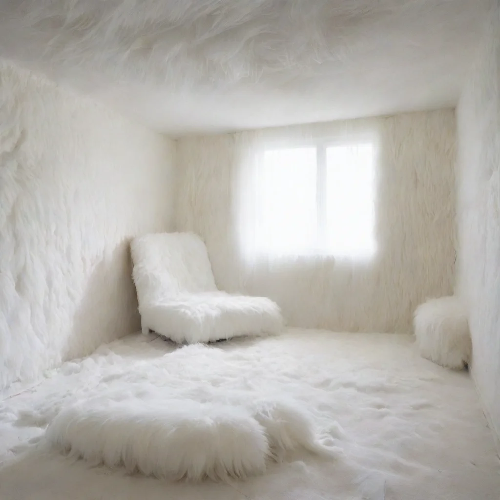 a room covered in thick white fur everywhere