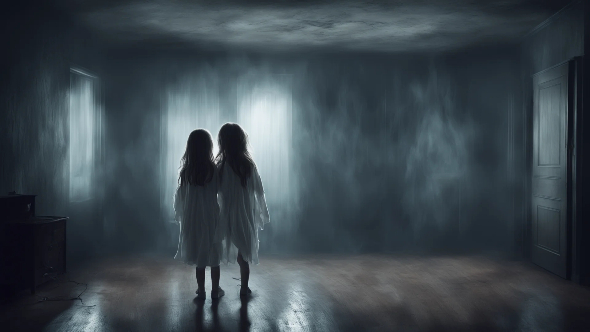 aia scary ghost is scaring a girl inside a dark room%2C hurricane light is shining inside the room%2C the boy is very scared good looking trending fantastic 1 wide
