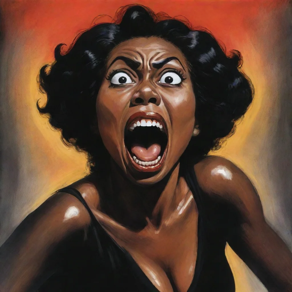 a screaming black woman in the style of kazuo umezu