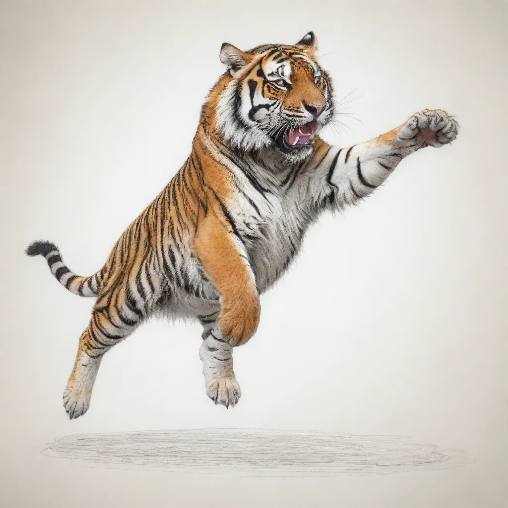 aia scribbly line drawing of a jumping tiger
