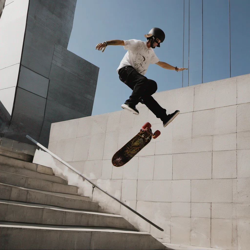 aia skateboarder jumping down 12 stairs