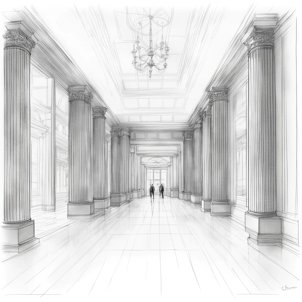 aia sketch of a university entrance hall with security and reception amazing awesome portrait 2