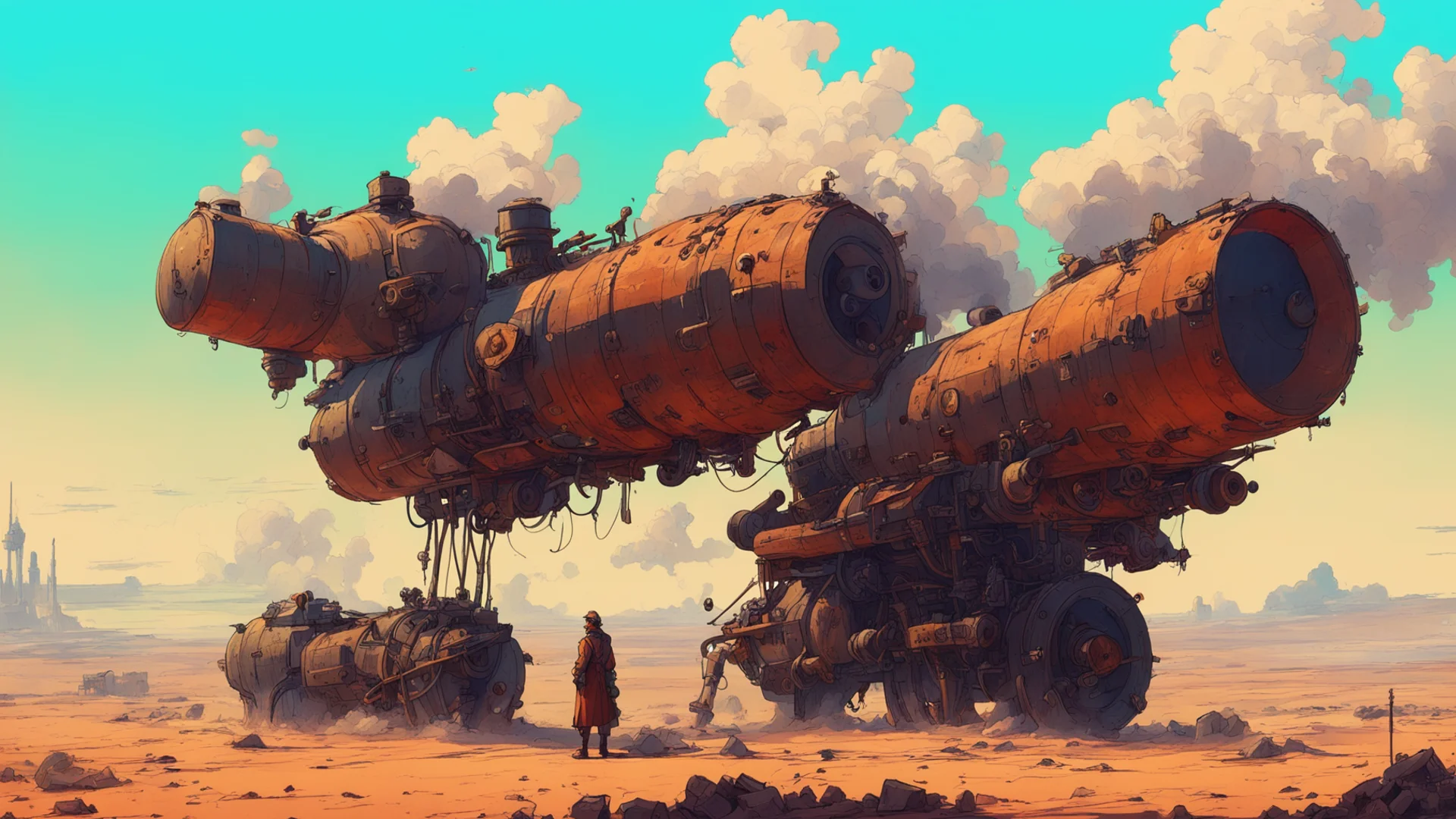 aia smoking cannon designed by george lucas on a battlefield moebius ghibli ian mcque wallpaper wide