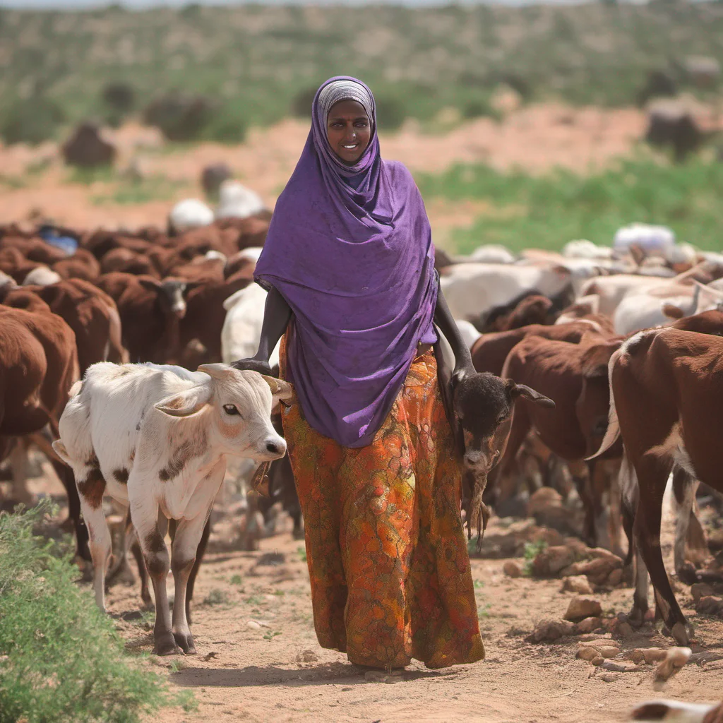aia somali woman from the countryside looking after her livestock