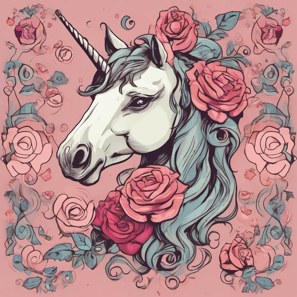 a stylized unicorn and roses amazing awesome portrait 2