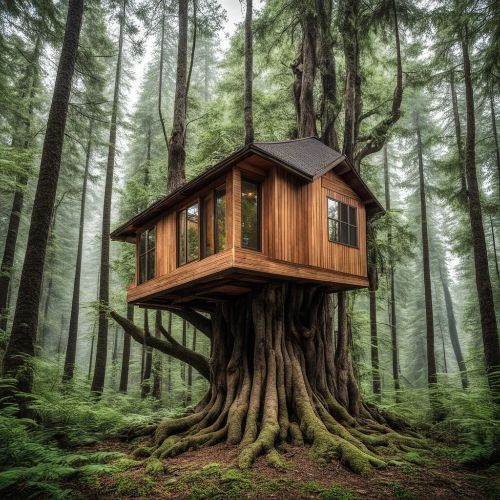 aia tiny house in the high end of a big tree%2C in the middle of a dense forest. good looking trending fantastic 1