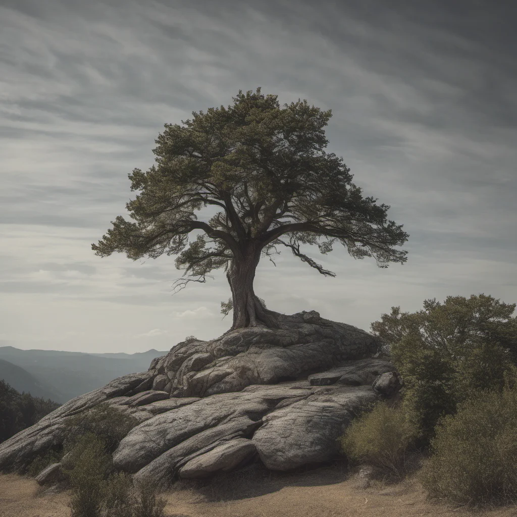 aia tree stands on a big rock amazing awesome portrait 2