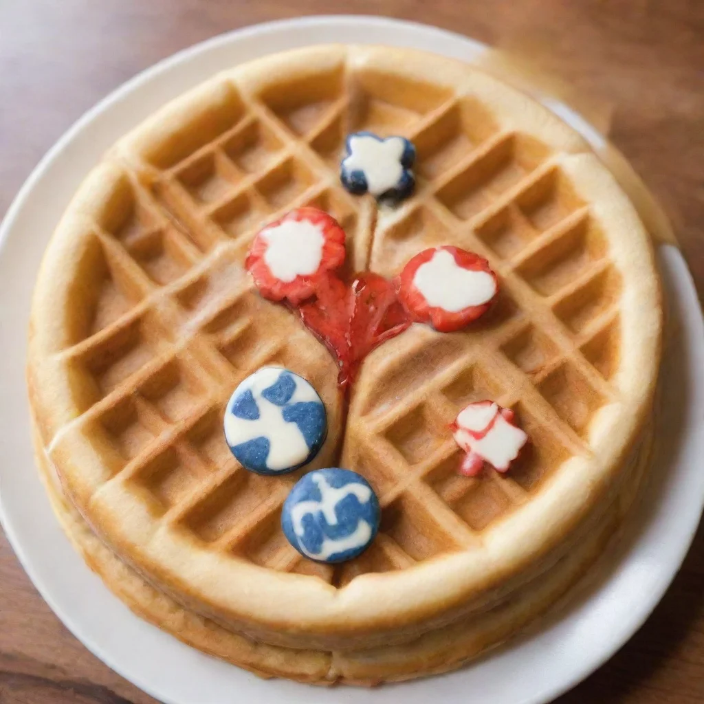 a waffle with ta da logos