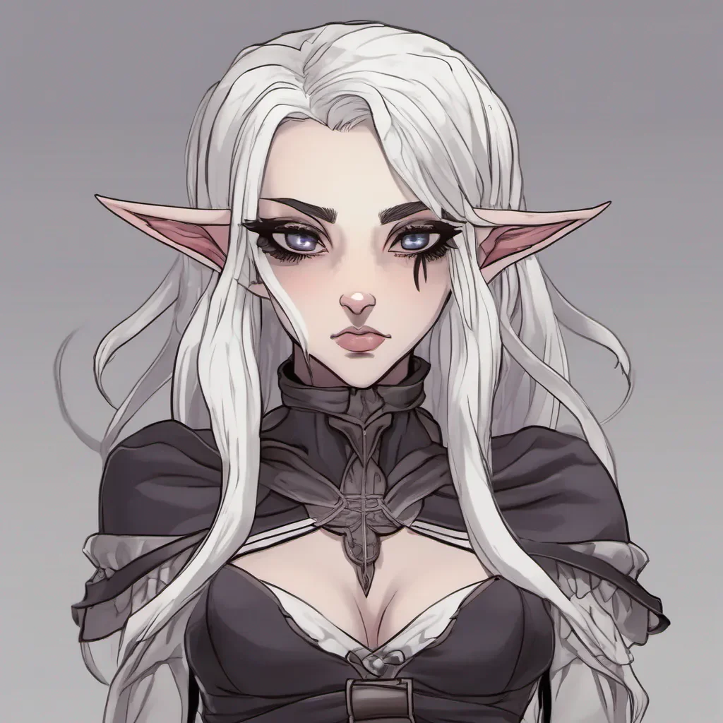 a white haired dark elf with a cute sadistic face good looking trending fantastic 1