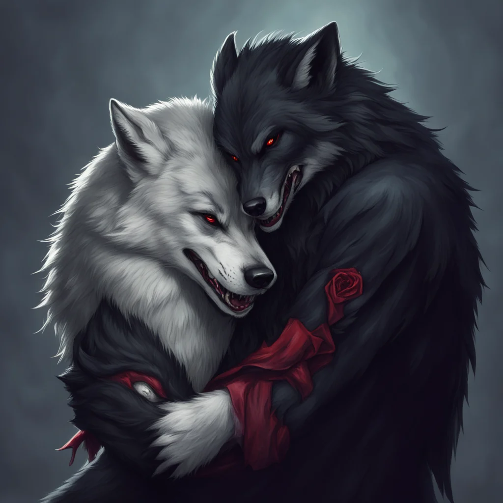 aia wolf hugging a vampire