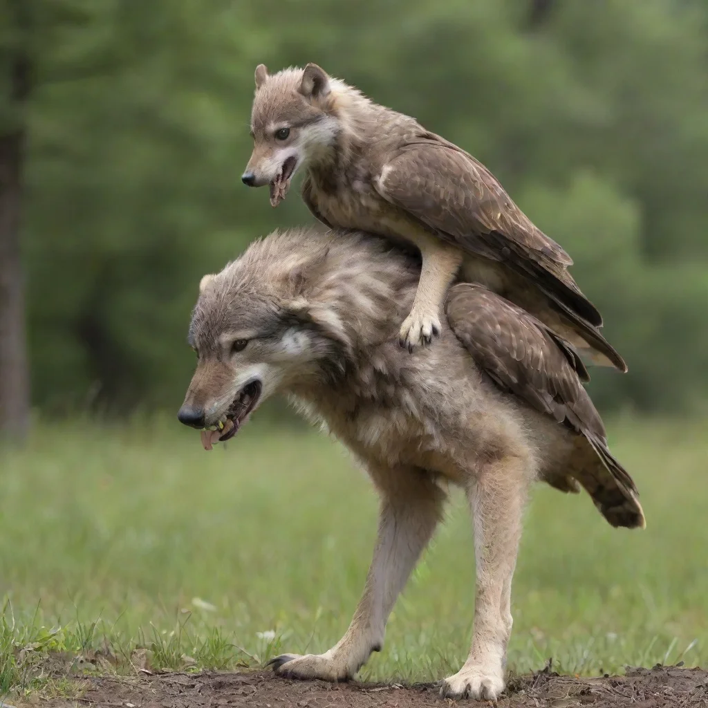 aia wolf pup getting carried away by a hawk 