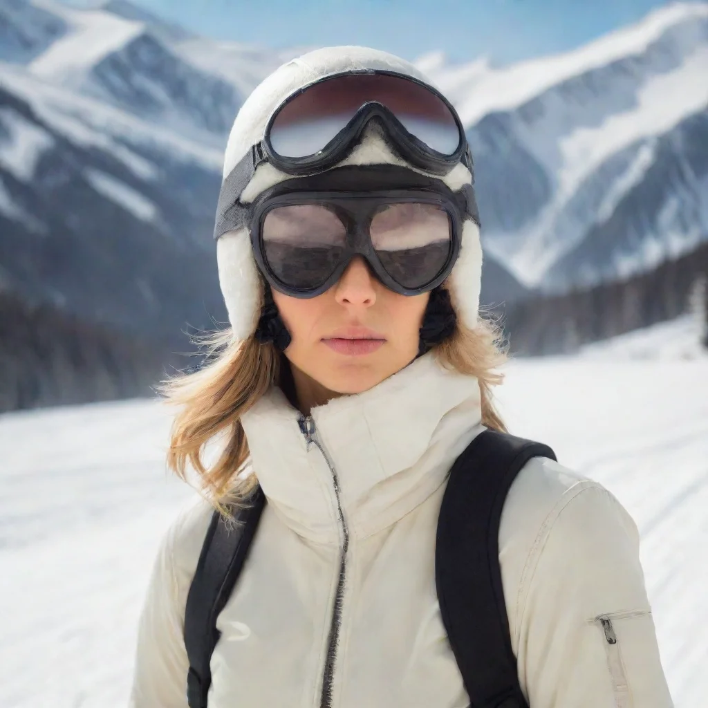 a woman in aviator helmet and ski mask