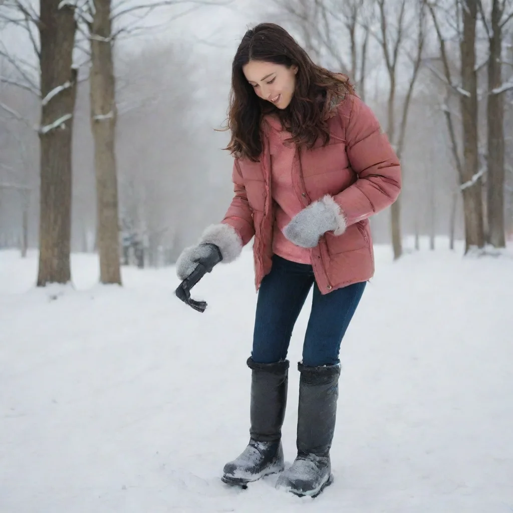 aia woman takes off her tall snow boots