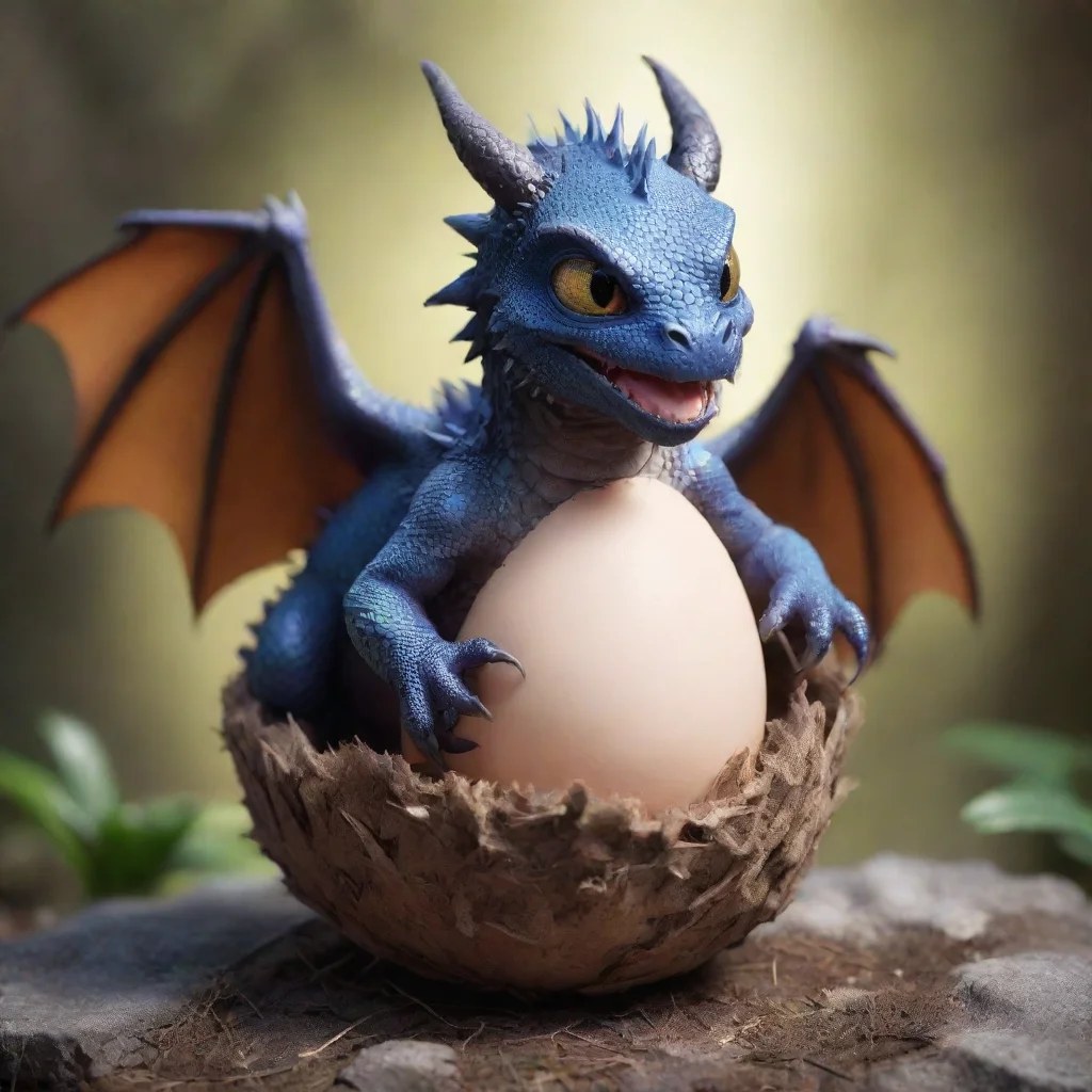 a youbg dragon hatching from a furry egg