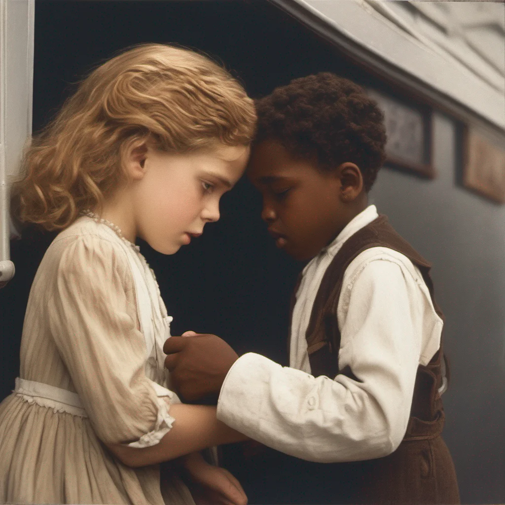 a young black boy comforting a little white girl on the titanic amazing awesome portrait 2