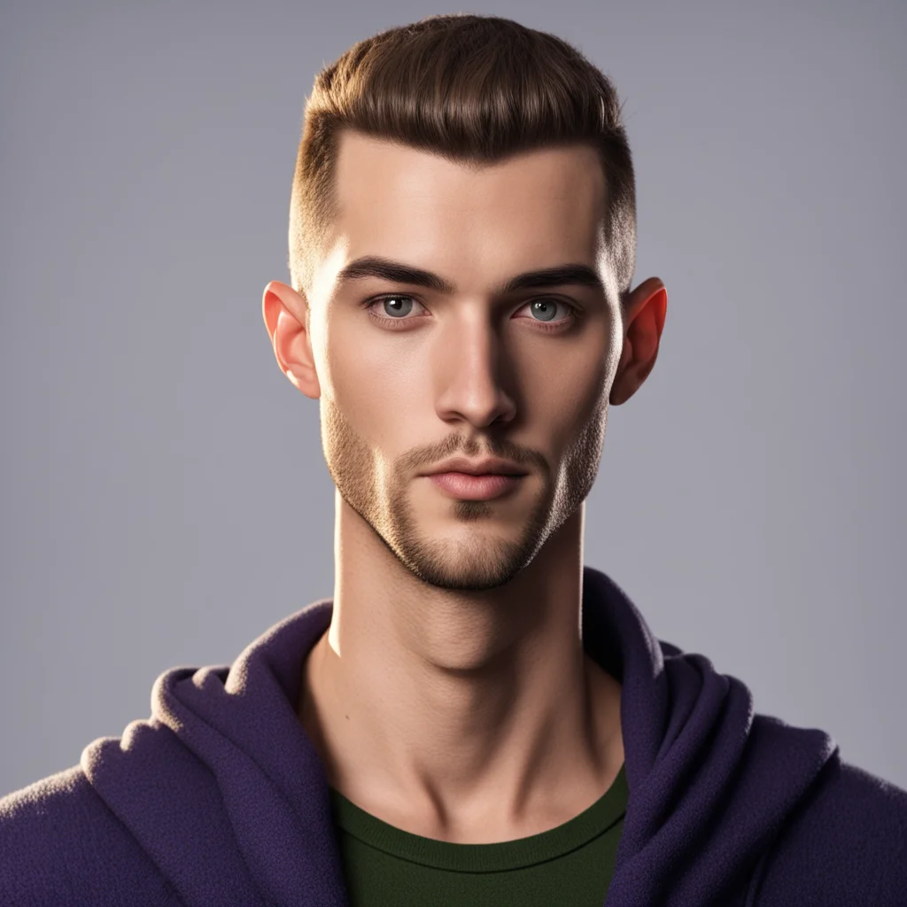 a young fit human male wizard with buzz cut hair and stubble