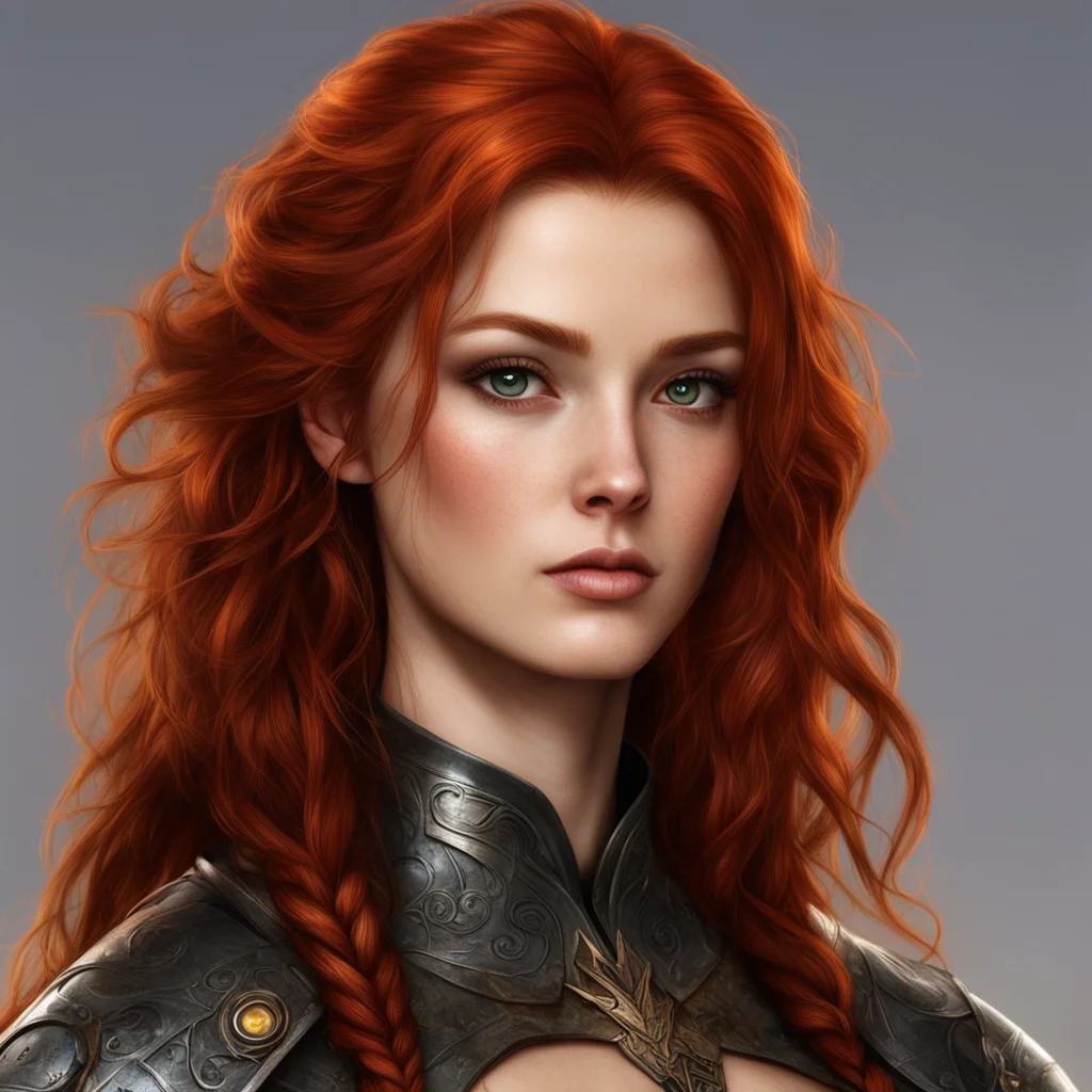 aiaasimar portrait female auburn hair