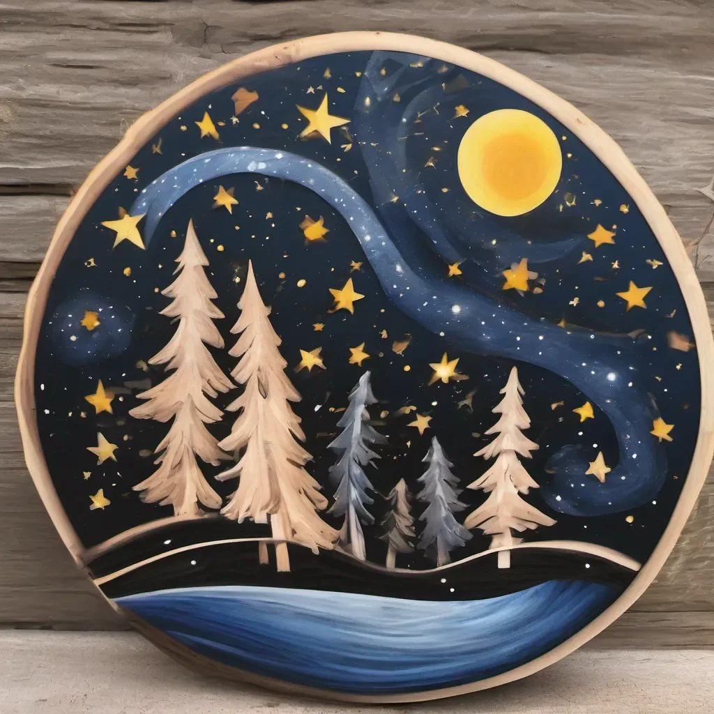 abanico de madera pintado con la noche estrellada  amazing awesome portrait 2