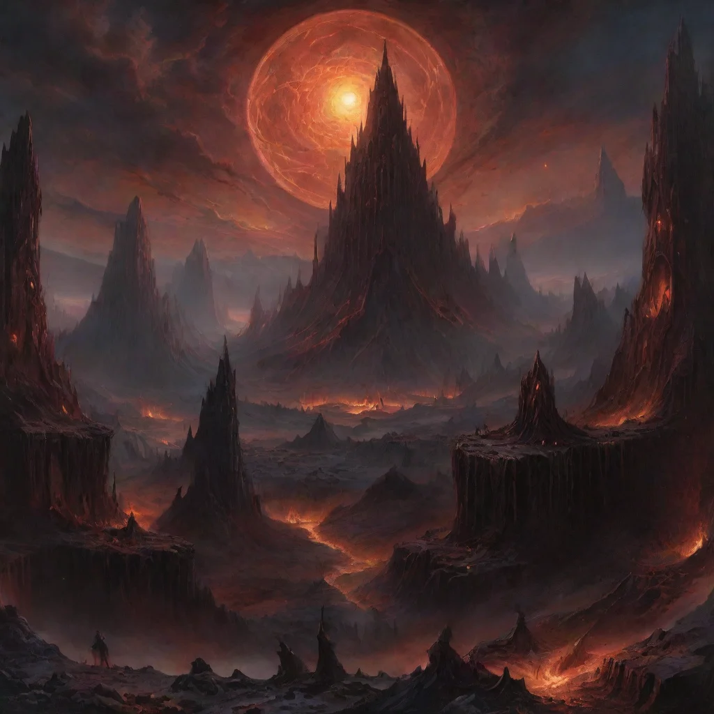 abysmal dawn occult detailed lighting cosmic hellish landscape