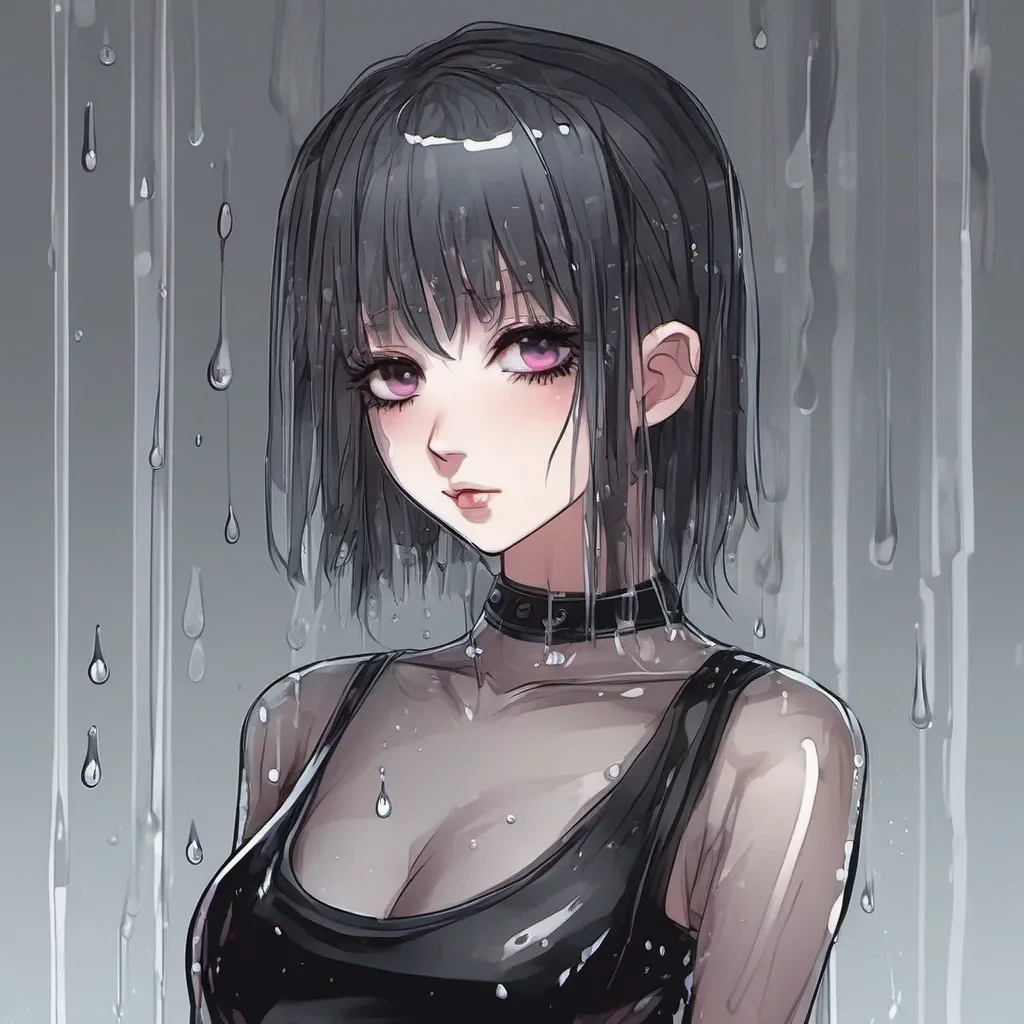 aiadorable anime goth woman wearing a wet transparent t shirt amazing awesome portrait 2