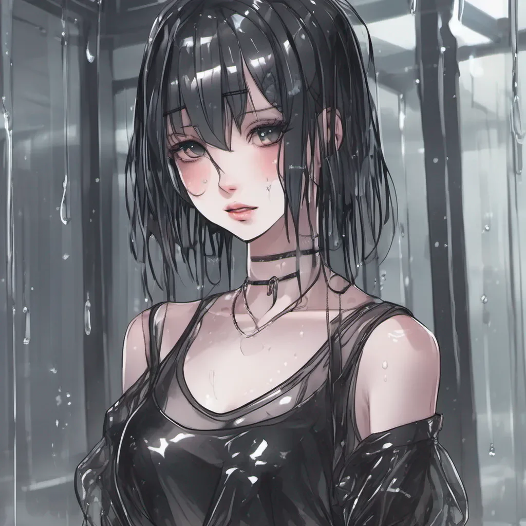 aiadorable anime goth woman wearing a wet transparent t shirt confident engaging wow artstation art 3