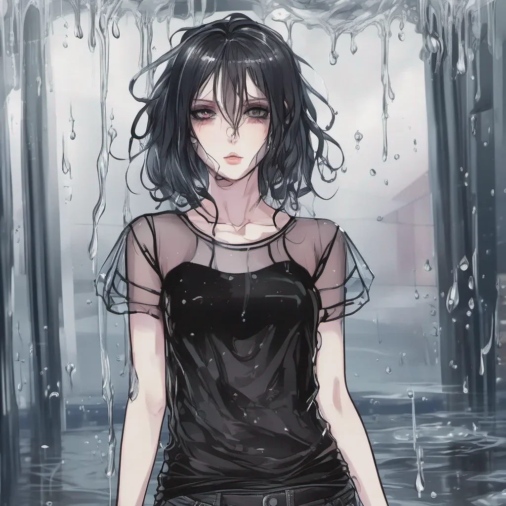 aiadorable anime goth woman wearing a wet transparent t shirt good looking trending fantastic 1