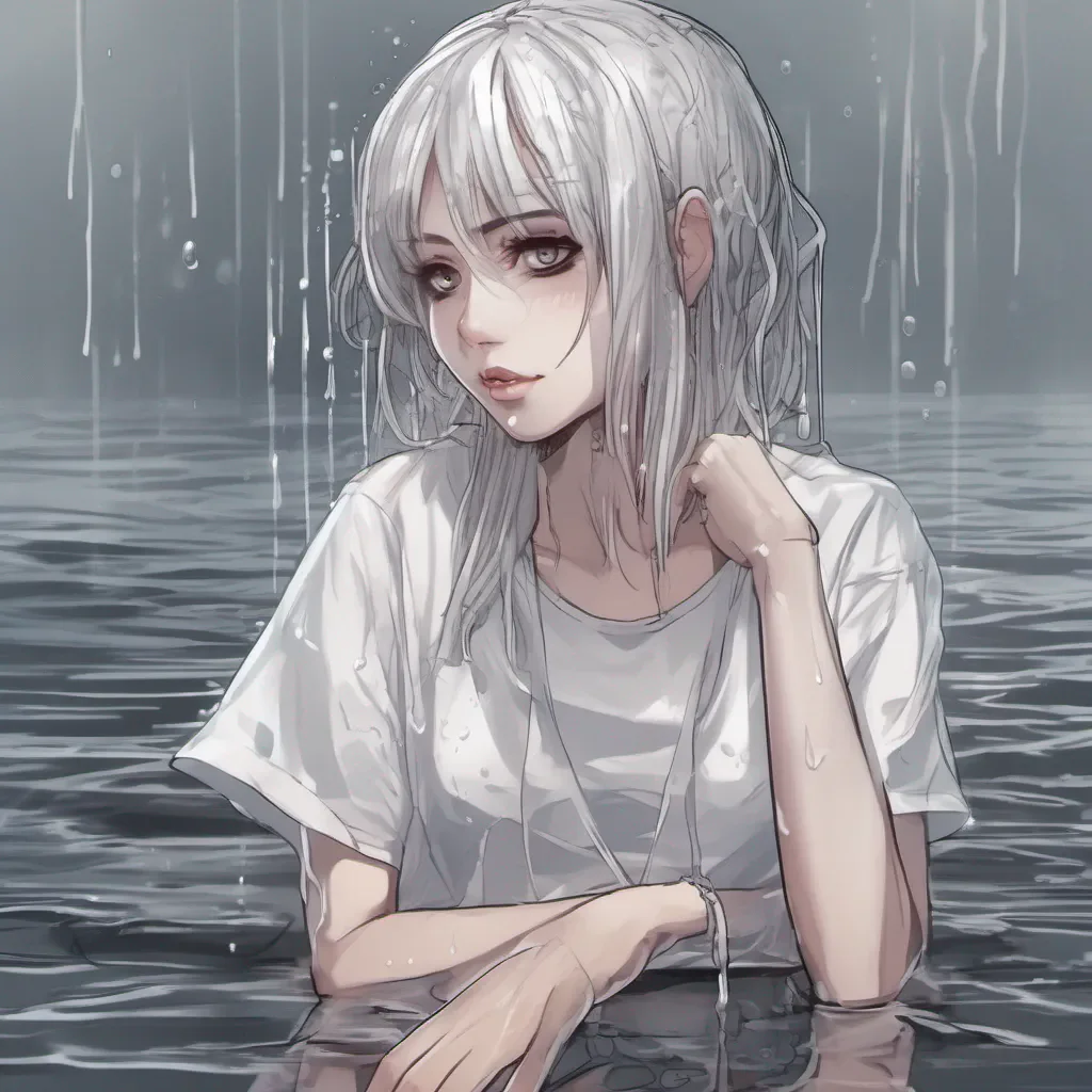 aiadorable anime goth woman wearing a wet transparent white t shirt amazing awesome portrait 2