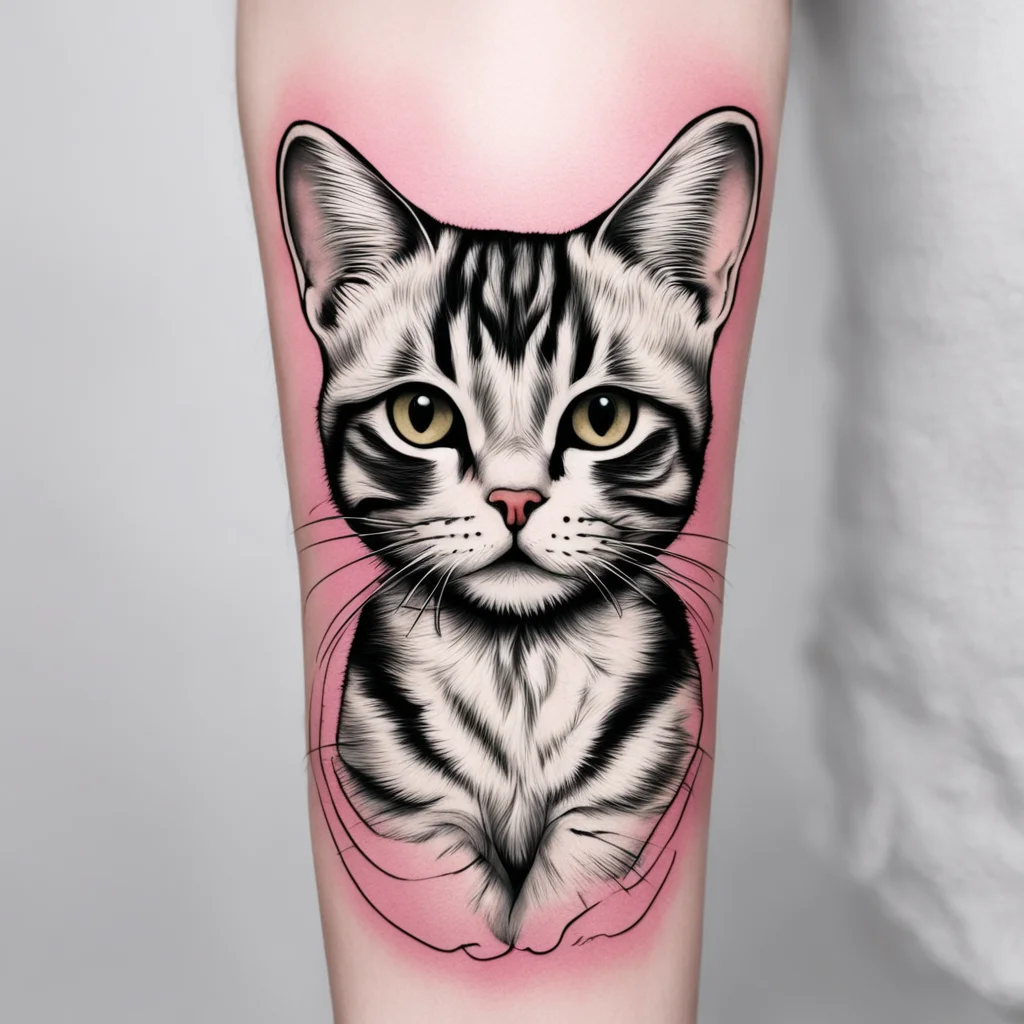 adorable cat with dark lines for a tattoo amazing awesome portrait 2
