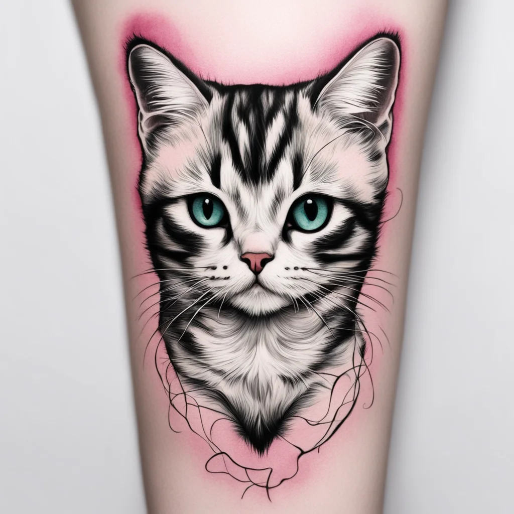 adorable cat with dark lines for a tattoo confident engaging wow artstation art 3