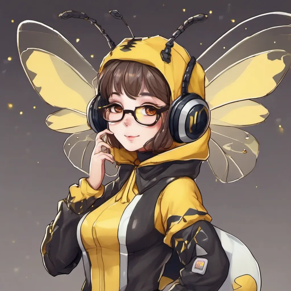 aiadorable nerdy anime woman in adorable bee costume 