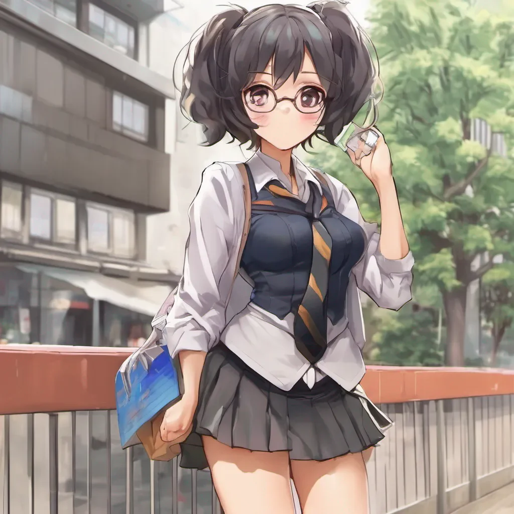 aiadorable nerdy anime woman in an extremely short miniskirt amazing awesome portrait 2