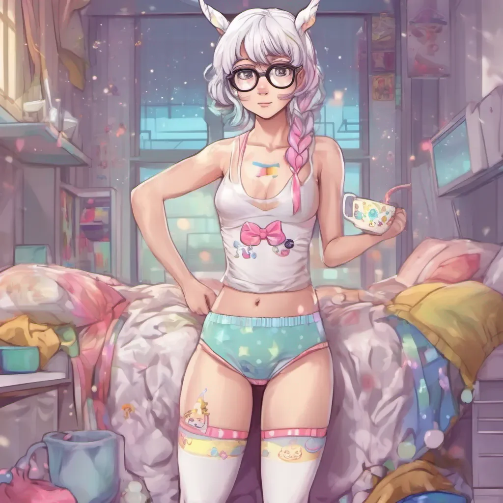 adorable nerdy anime woman in unicorn underwear amazing awesome portrait 2