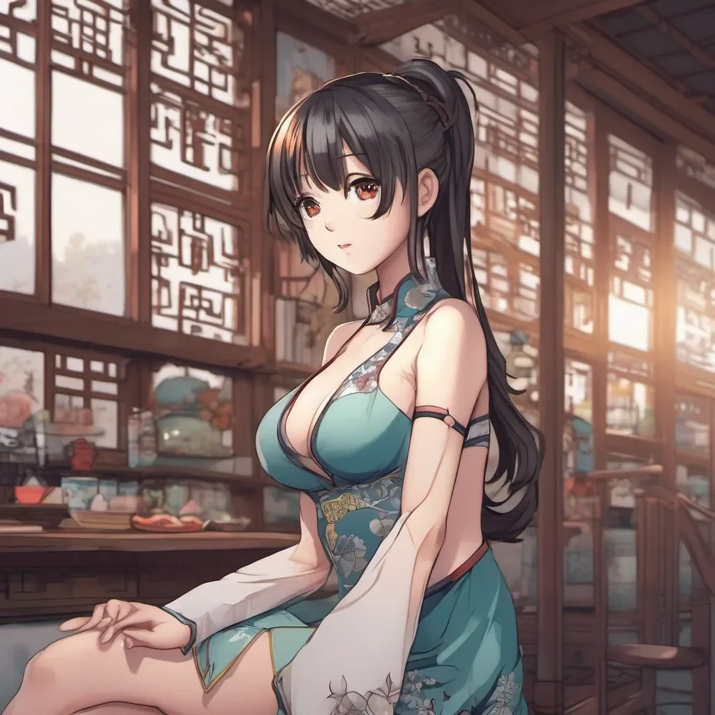 aiadorable nerdy anime woman wearing a tight revealing chinese dress amazing awesome portrait 2