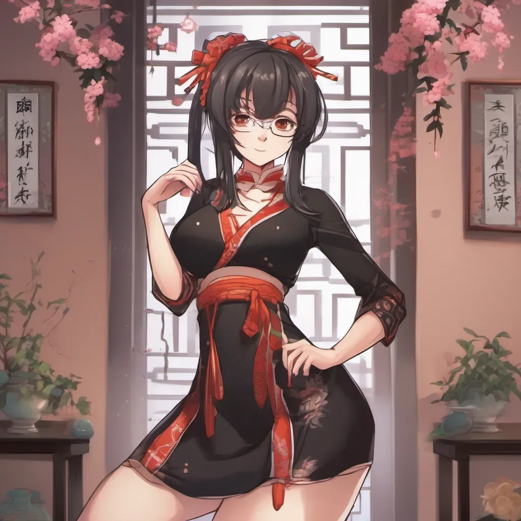adorable nerdy anime woman wearing a tight revealing chinese dress confident engaging wow artstation art 3