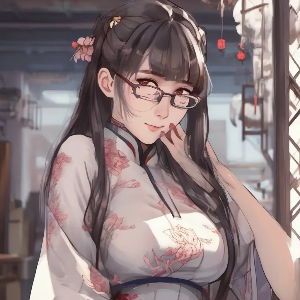 adorable nerdy anime woman wearing a tight revealing chinese dress