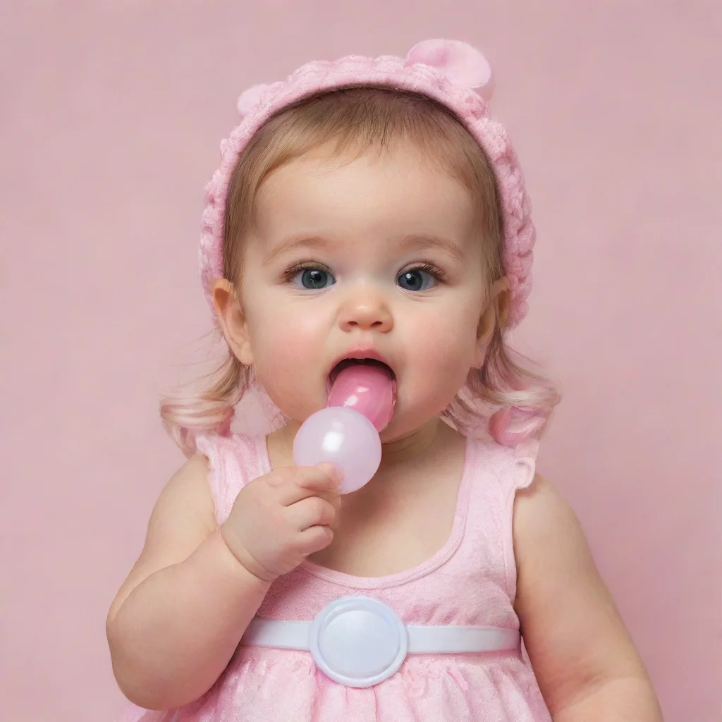 aiadult woman dressed like a baby girl using a pacifier 