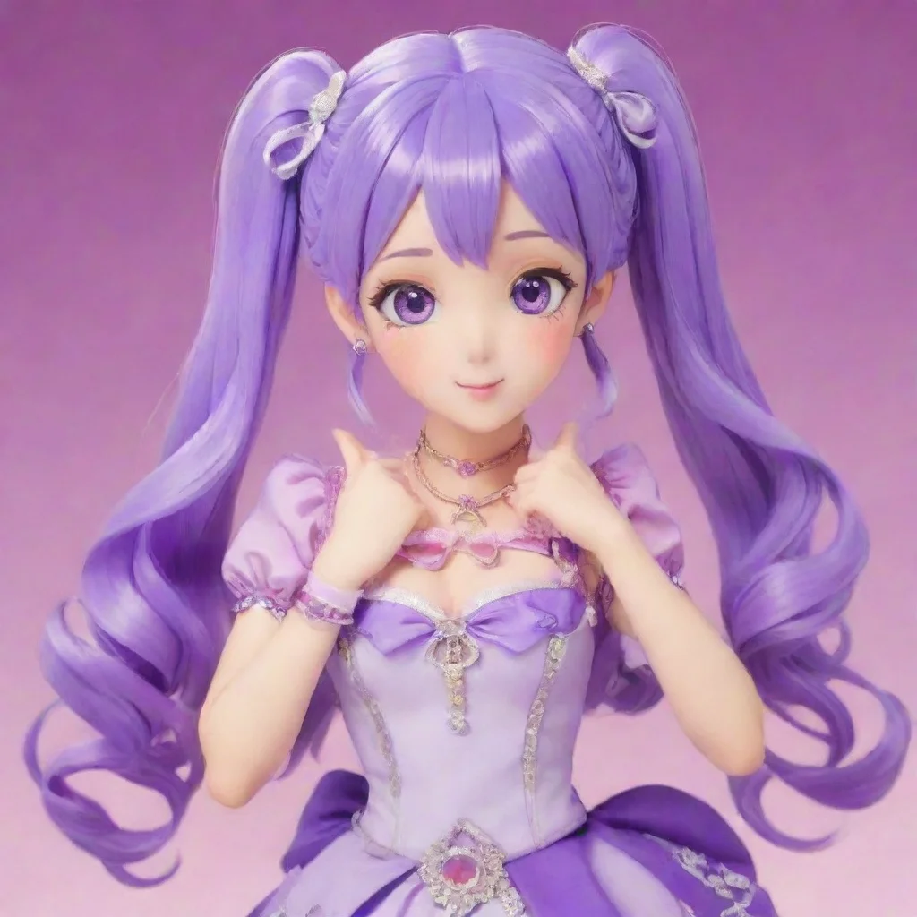 aiaikatsu purple haired character and silver twintail girl