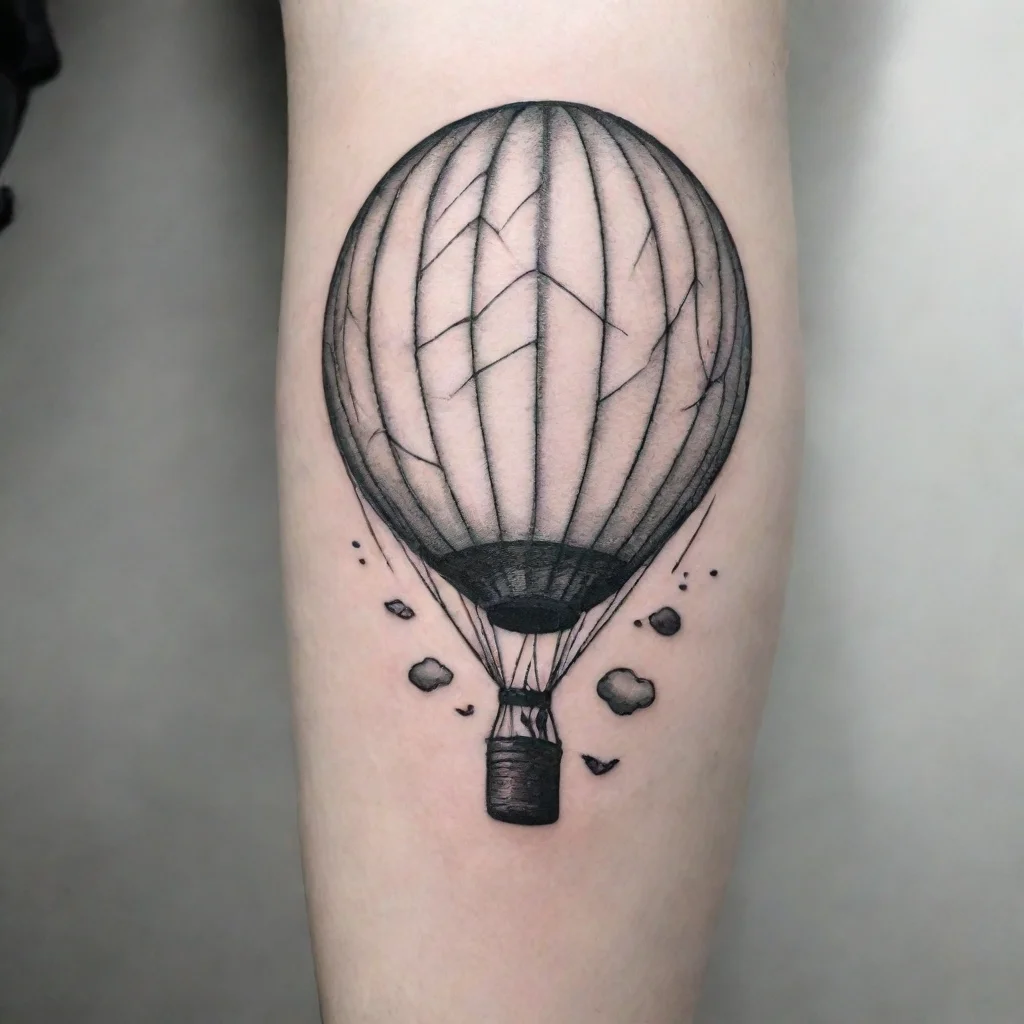 aiairbaloon fine line black and white tattoo