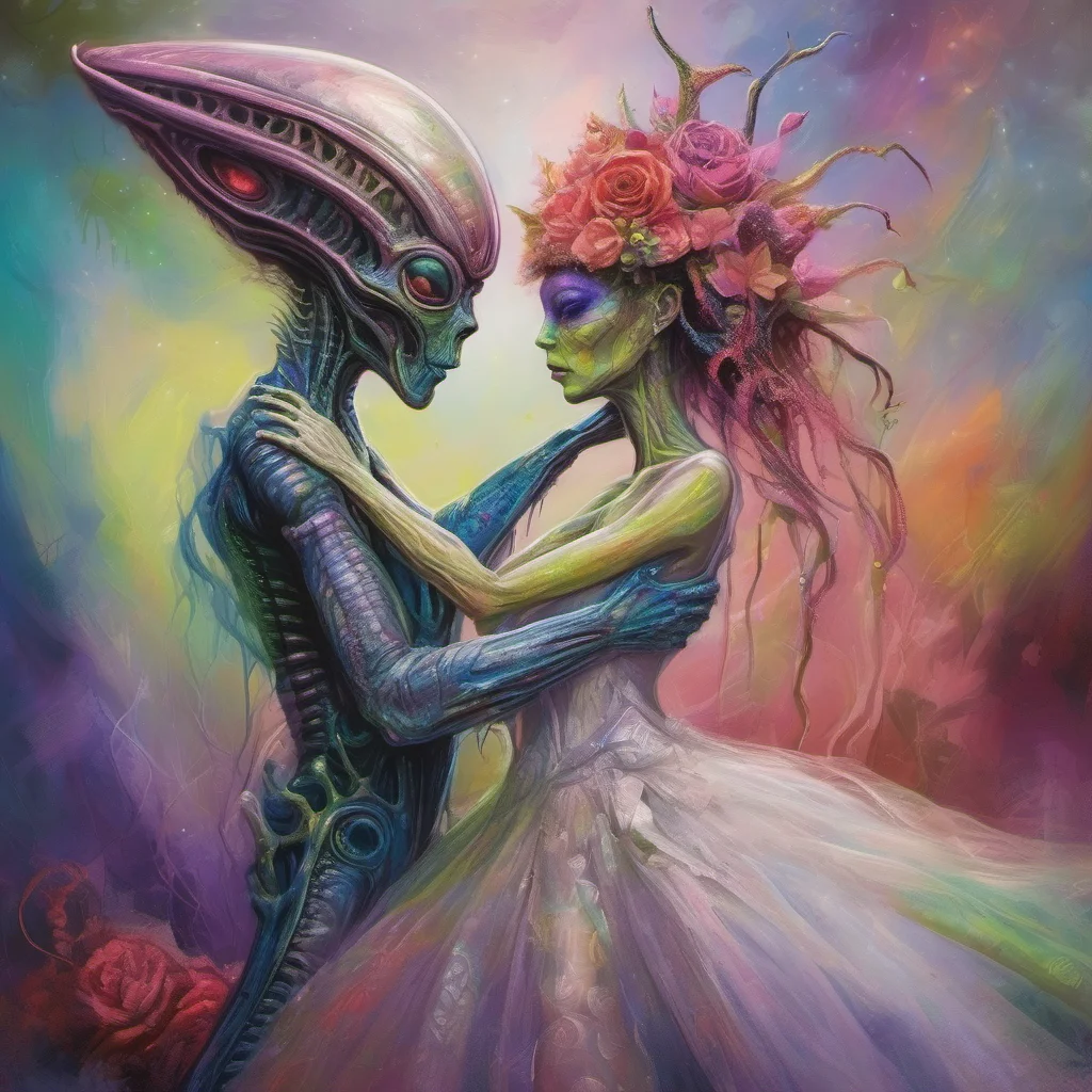 alien lovers embrace fantasy trending art love wedding colorful  amazing awesome portrait 2