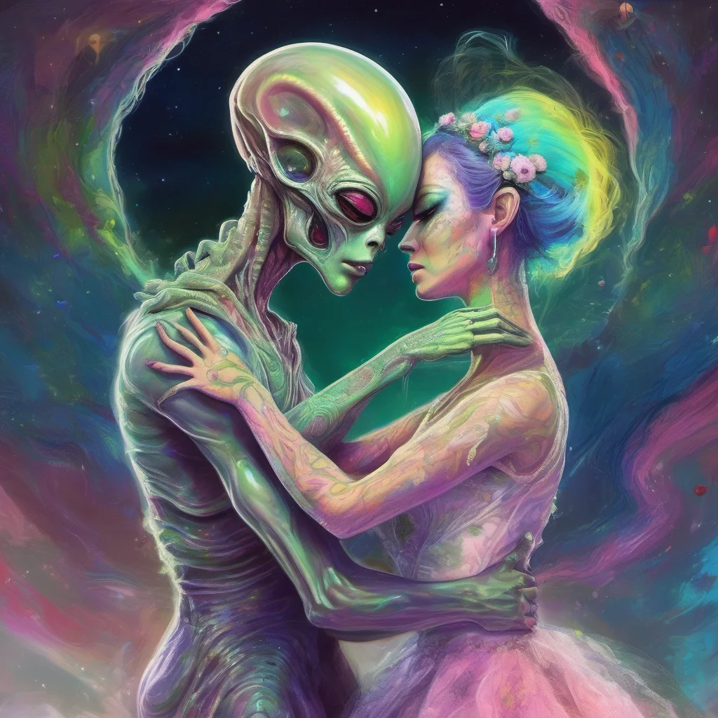 alien lovers embrace fantasy trending art love wedding colorful  confident engaging wow artstation art 3