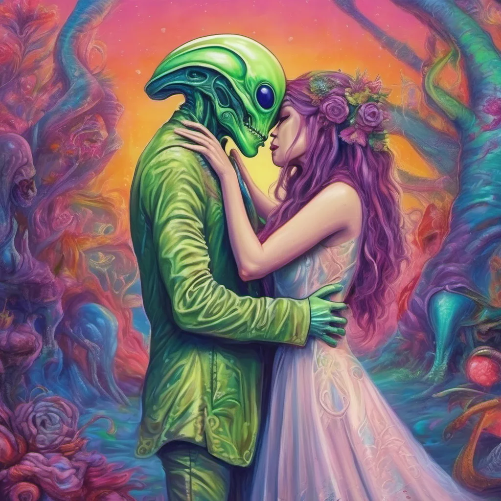 alien lovers embrace fantasy trending art love wedding colorful  good looking trending fantastic 1