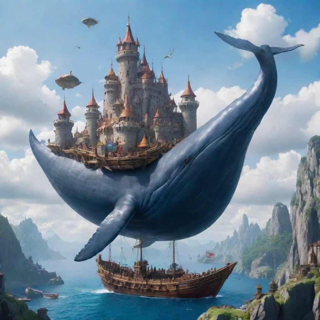 amazing  fortress kingdom on flying whale awesome portrait 2