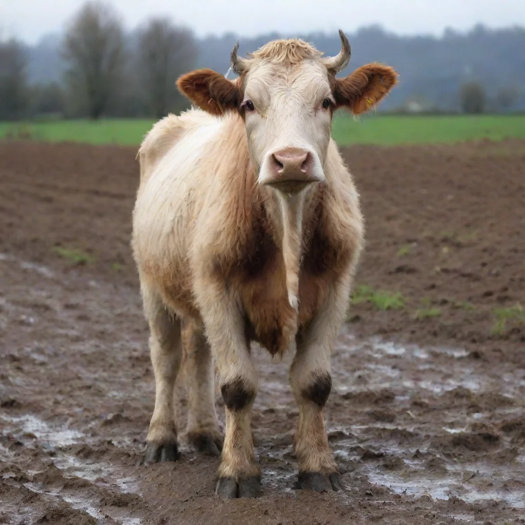 amazing 13m cow furry with small horned and who very muddy body awesome portrait 2