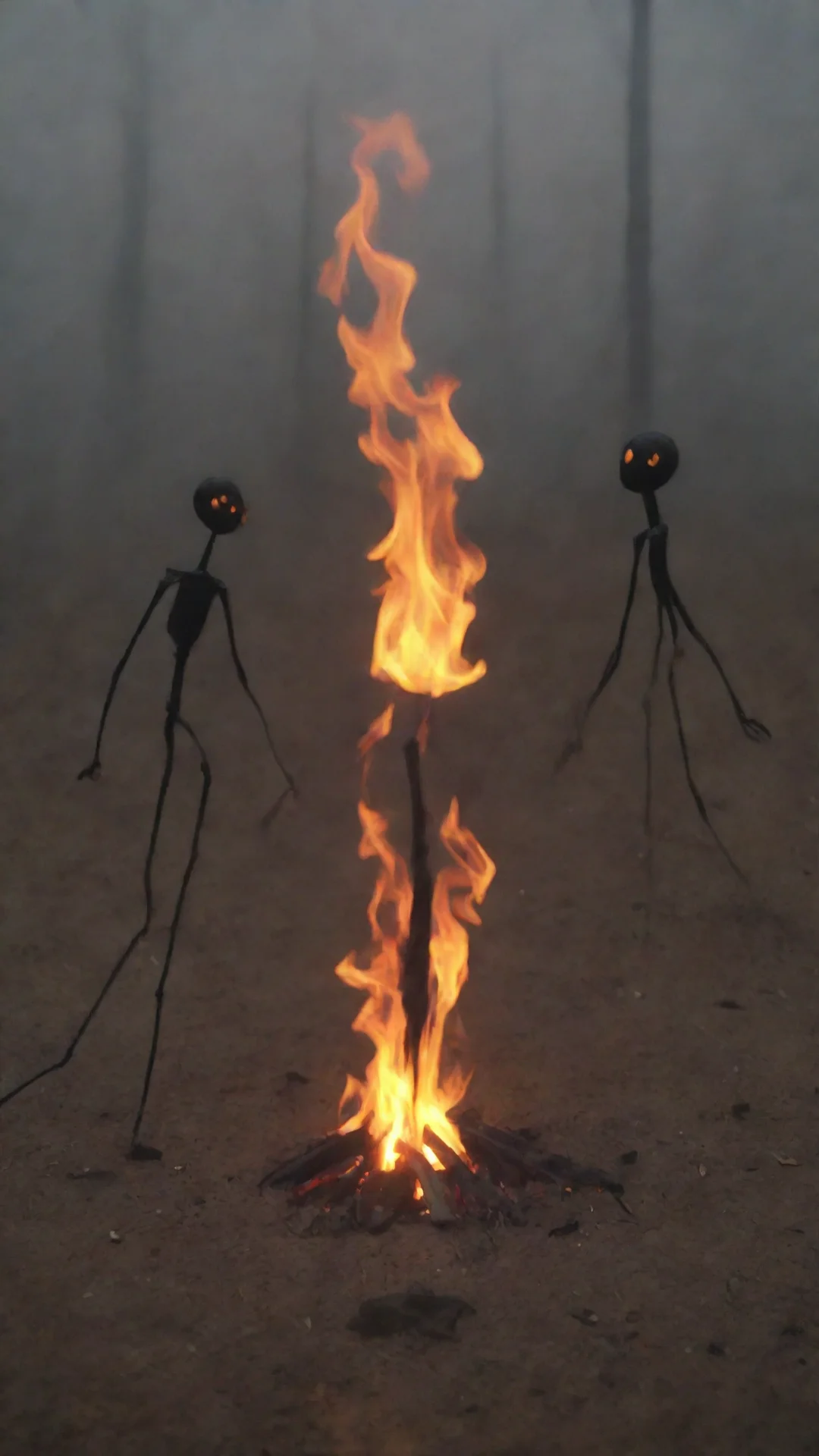 aiamazing 3 stickman around a fire awesome portrait 2 tall