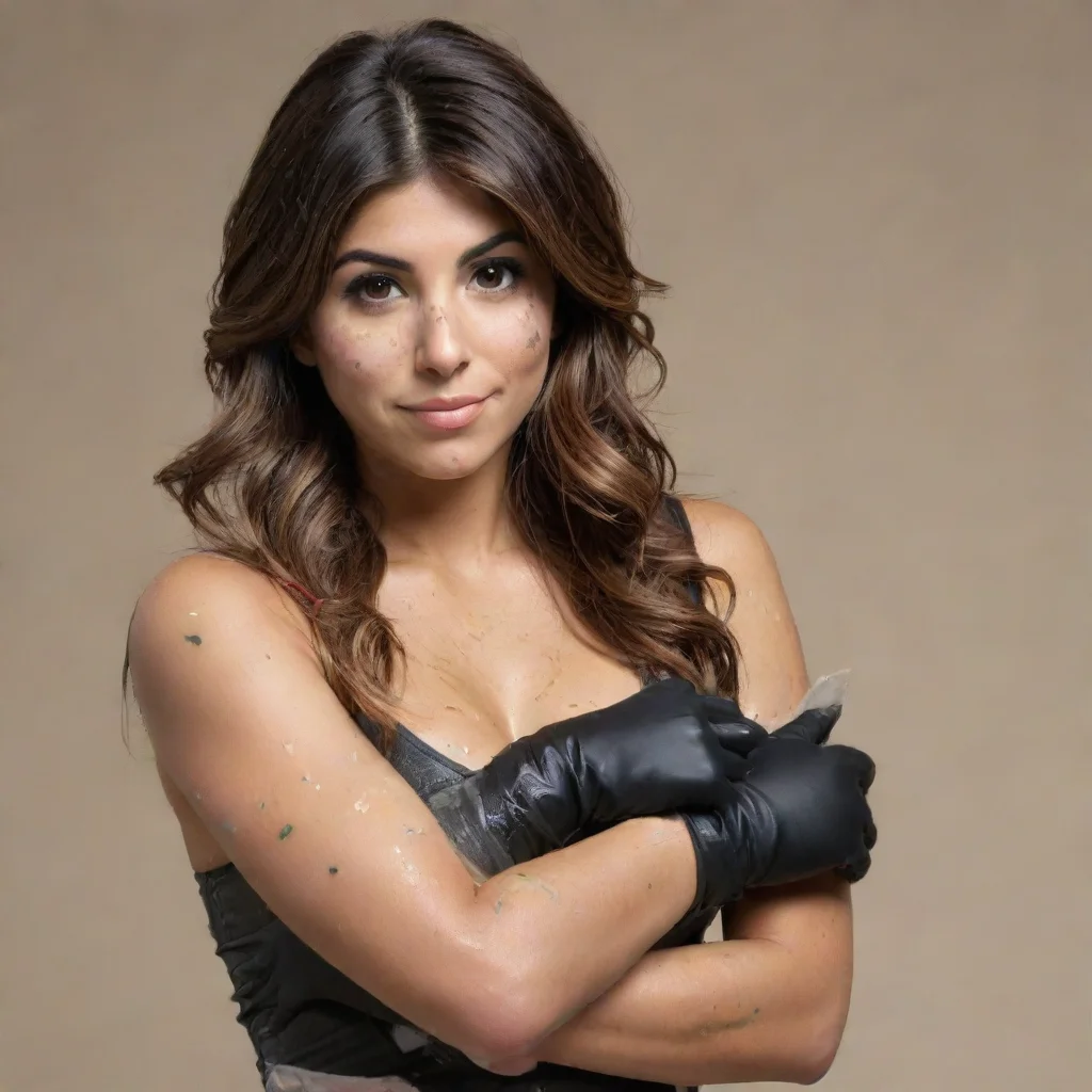amazing 34 year old adult daniella monet   with black nitrile gloves and gun and mayonnaise splattered everywhere awesome portrait 2